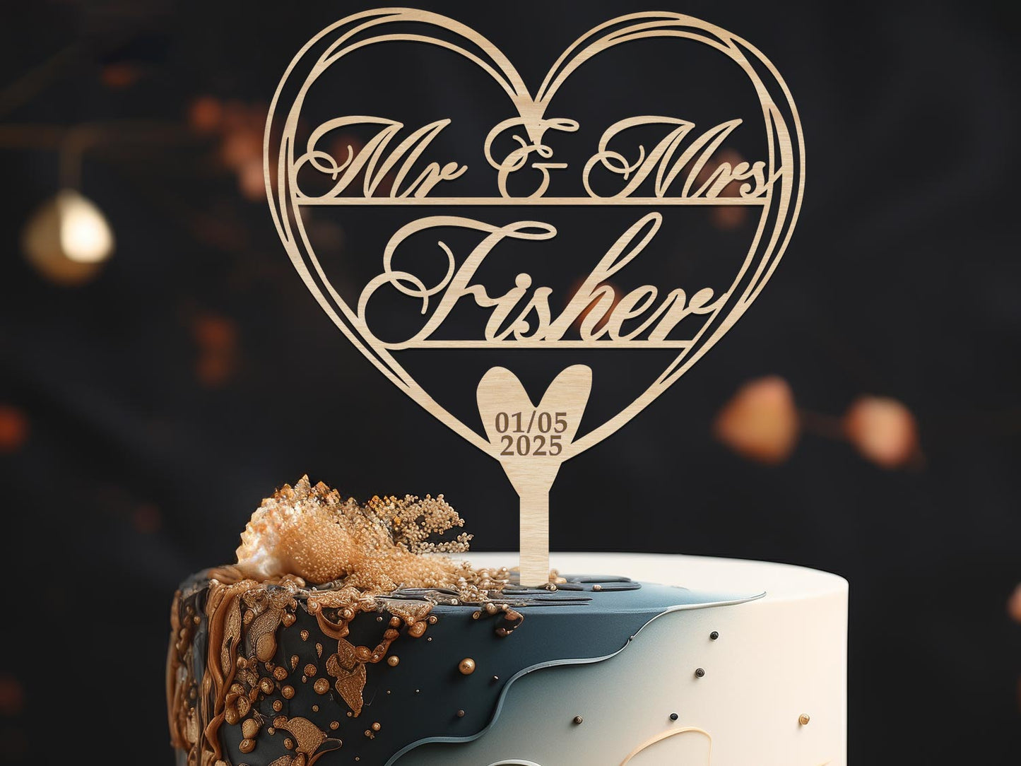 Cake Topper Mrs Mr for Wedding