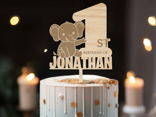 Birthday Cake Topper with elephant