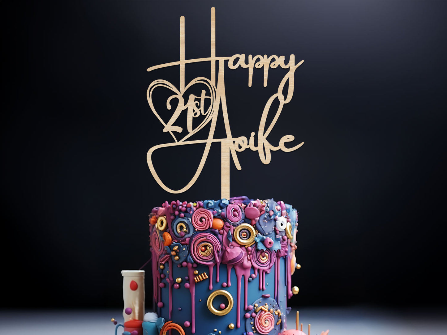 Cake Topper Birthday Name and Age