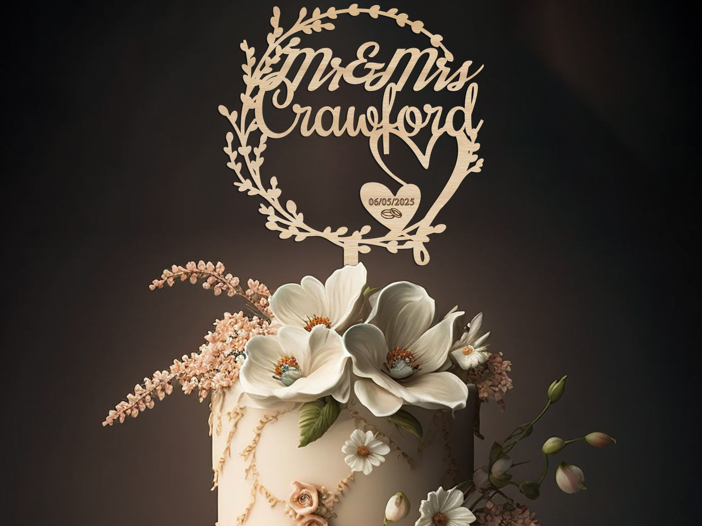 Cake Topper for Wedding Mr Mrs Date