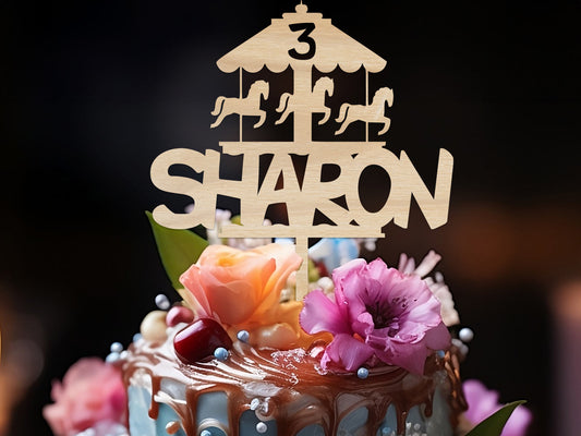 Carousel Baby Birthday Cake Topper
