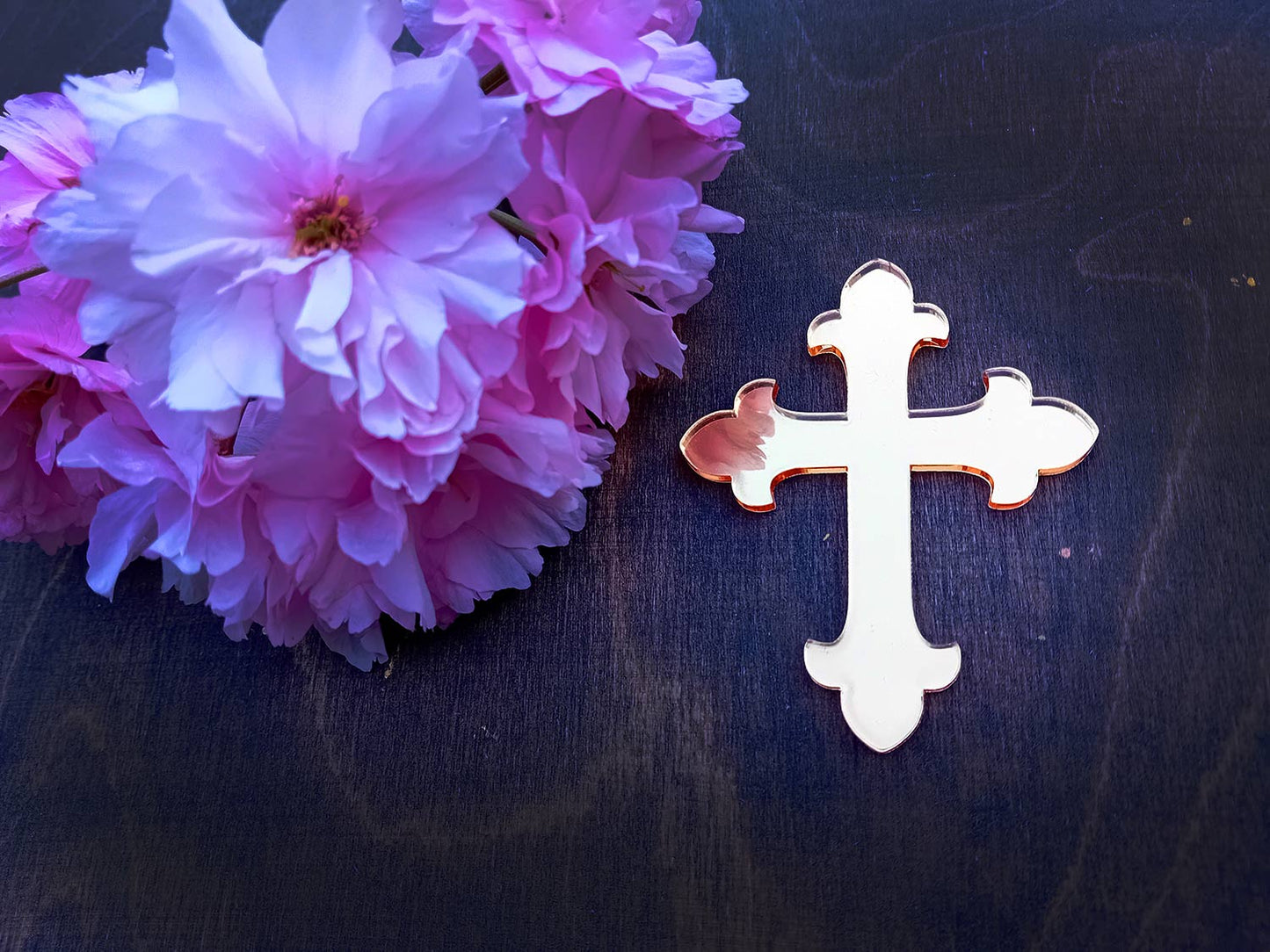 Cross Acrylic Front Cake Topper