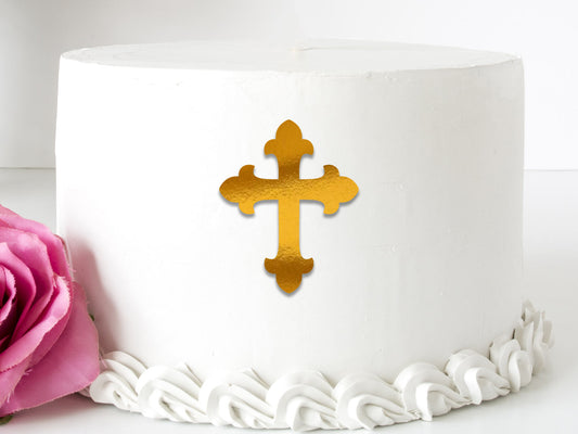 Cross Acrylic Front Cake Topper