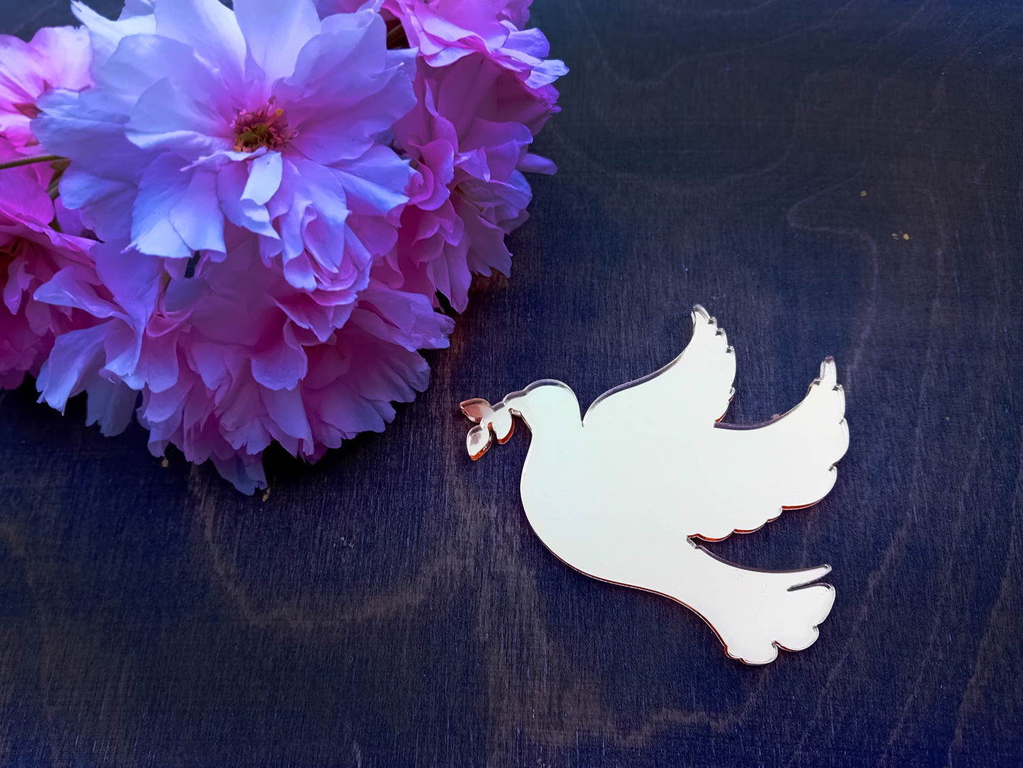 Dove Acrylic Front Cake Topper