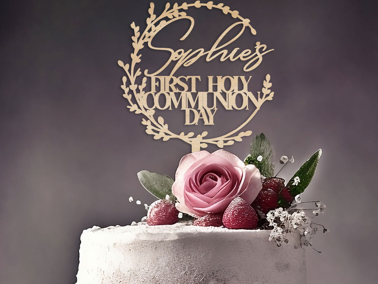 First Holy Communion Day Cake Topper Personalised