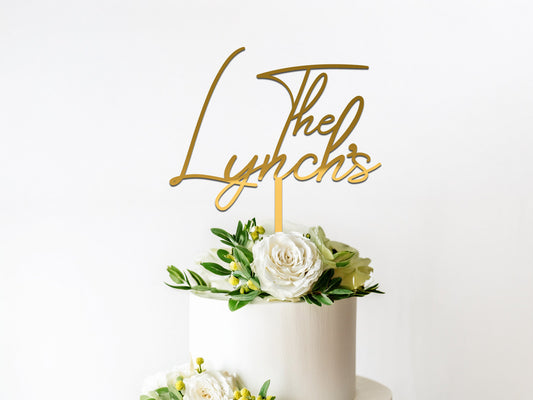 Gold Acrylic Cake Topper for Wedding