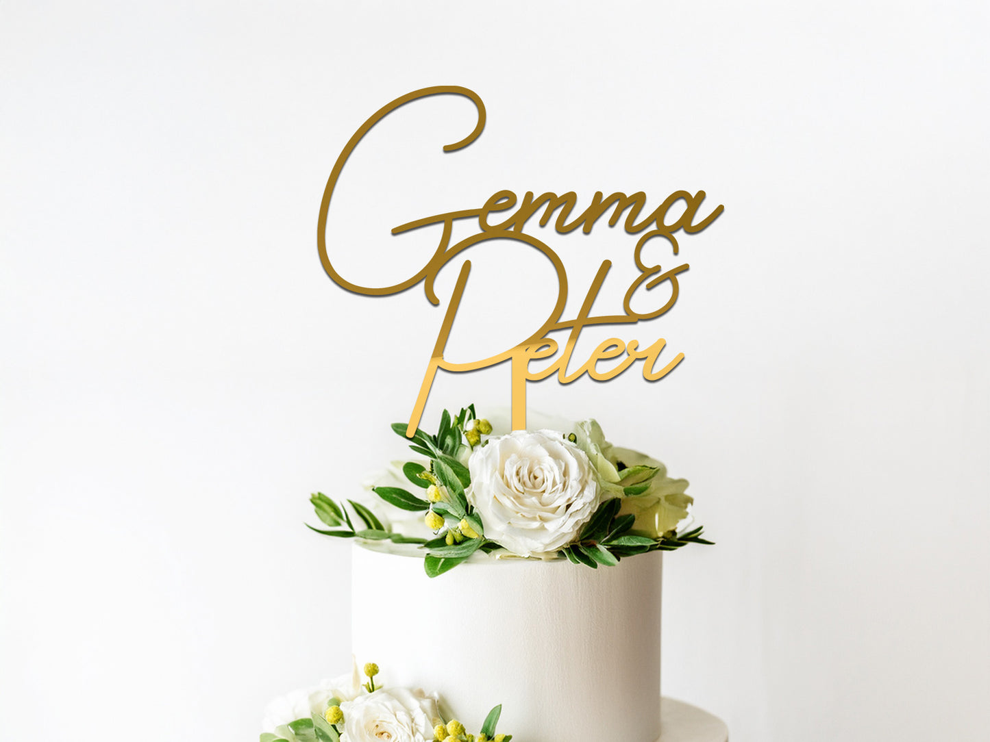 Gold Mirror Acrylic Cake Topper for Wedding