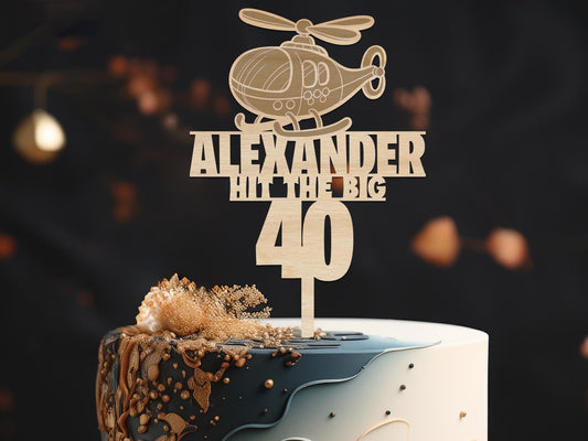 Birthday Cake Topper with helicopter