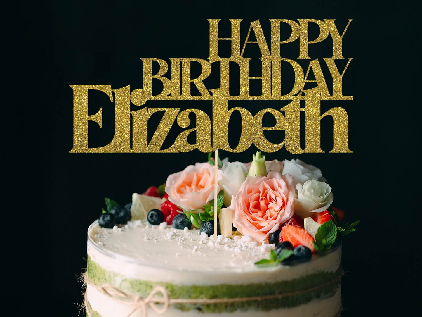 Happy Birthday Name Glitter Cake Topper Ireland