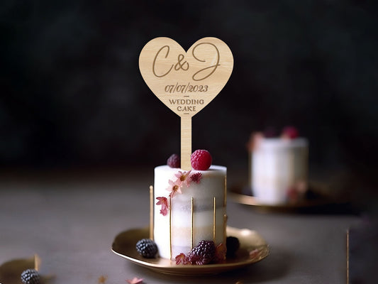 Heart Initials Mini Wedding Cake Topper