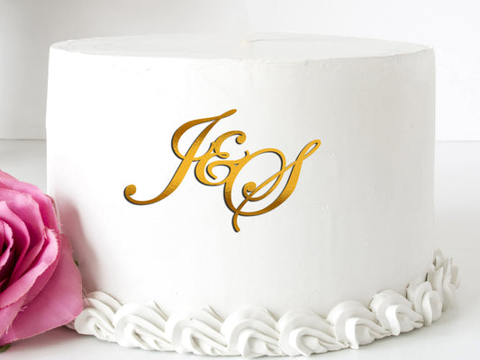 Initials Acrylic Front Cake Topper Style1