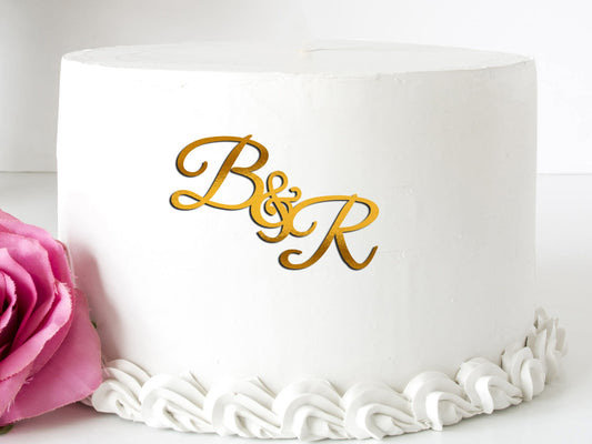 Initials Acrylic Front Cake Topper Style2