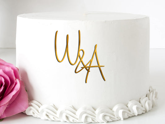Initials Acrylic Front Cake Topper Style3
