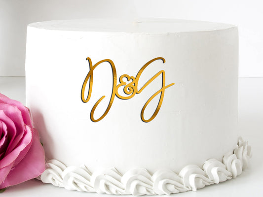 Initials Acrylic Front Cake Topper Style4