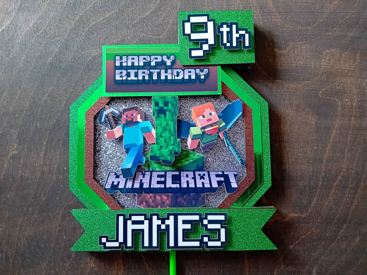 Minecraft Birthday 3D Cake Topper