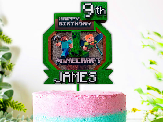 Minecraft Birthday 3D Cake Topper
