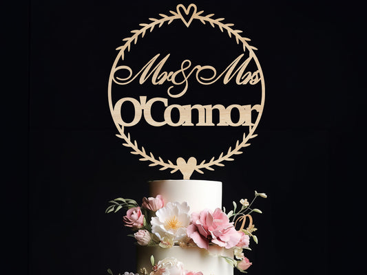 Mr and Mrs and Name Wedding Cake Topper Ireland