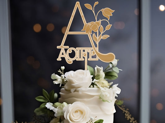 Name First Letter Birthday Cake Topper