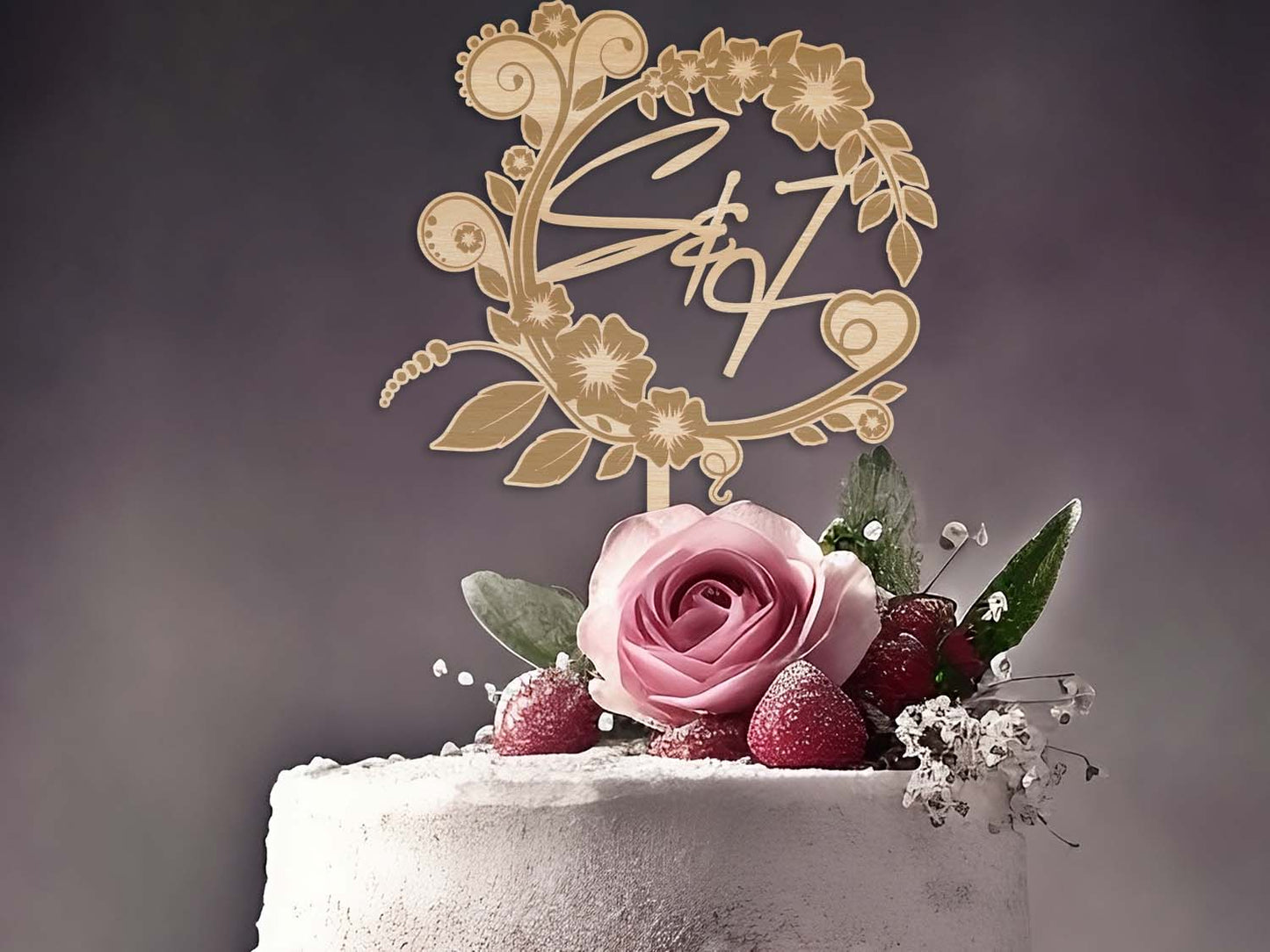 Names Initials Family Name Wedding Cake Topper