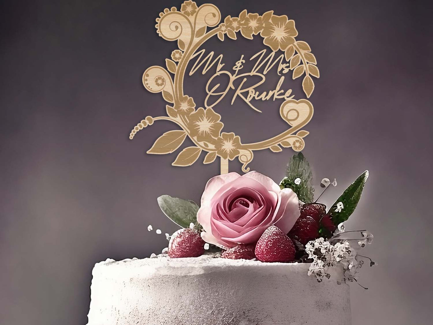 Names Initials Family Name Wedding Cake Topper