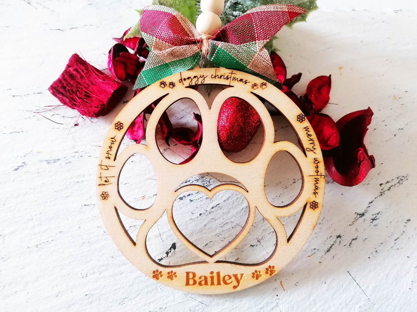 Dog Christmas, Wooden Dog Christmas Decoration