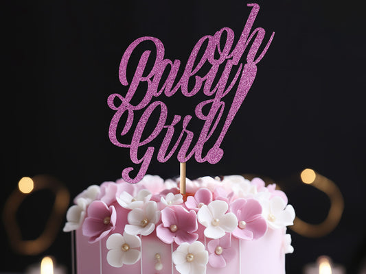 Oh Baby Girl Glitter Cake Topper Ireland