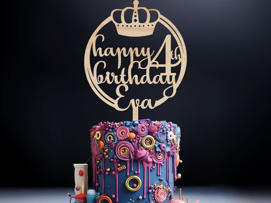 Queen Birthday Cake Topper Personalised with name and age