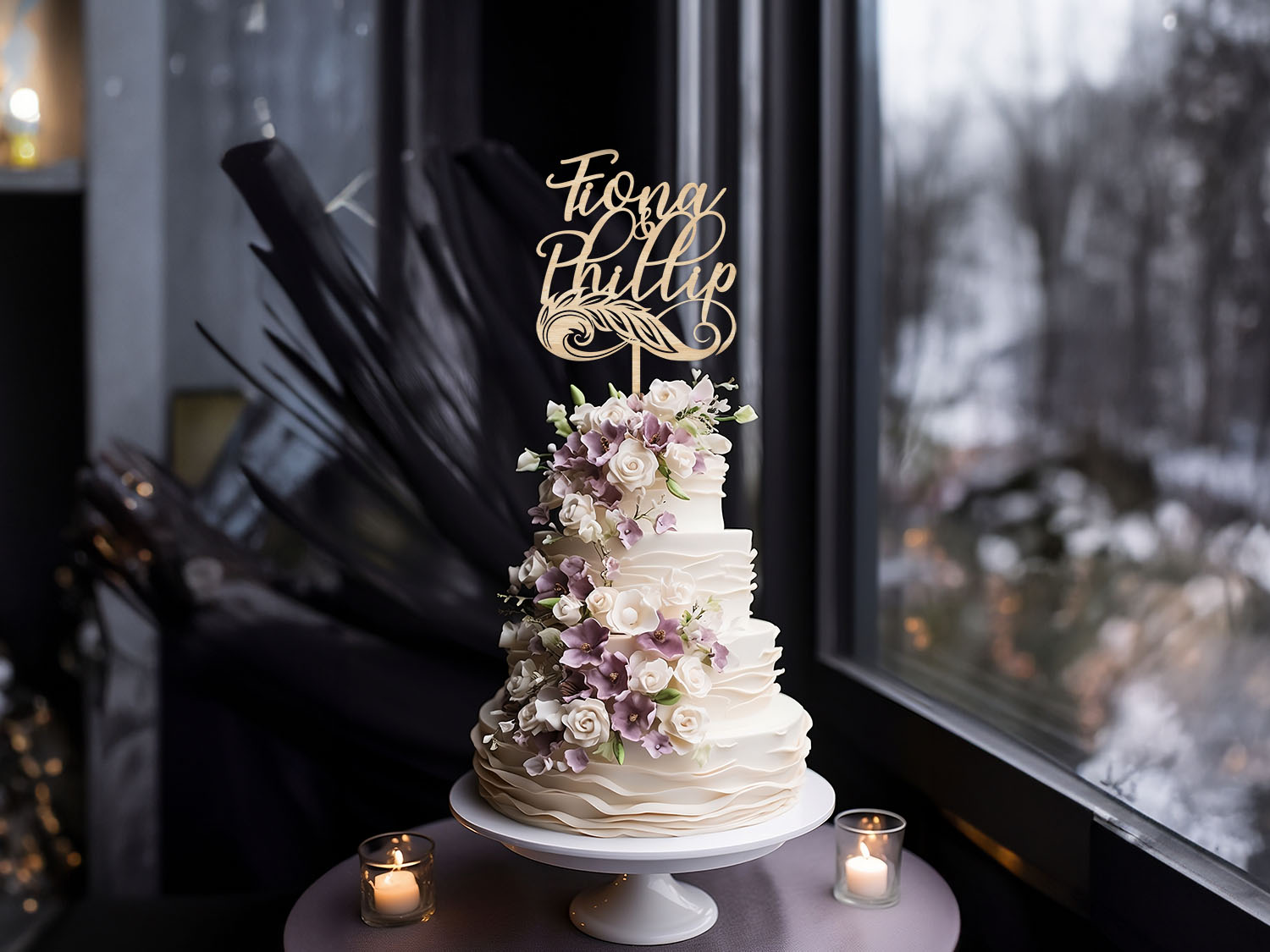 Infinity Feather Cake topper for Wedding
