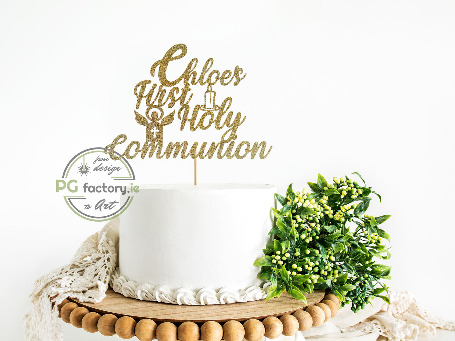Personalised Holy Communion Glitter Cake Topper - PG Factory