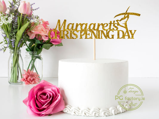 Personalised Christening Glitter Cake Topper - PG Factory
