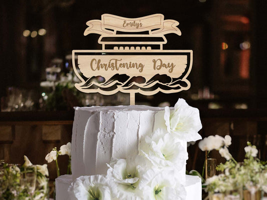 Ark Christening Engraved Cake Topper