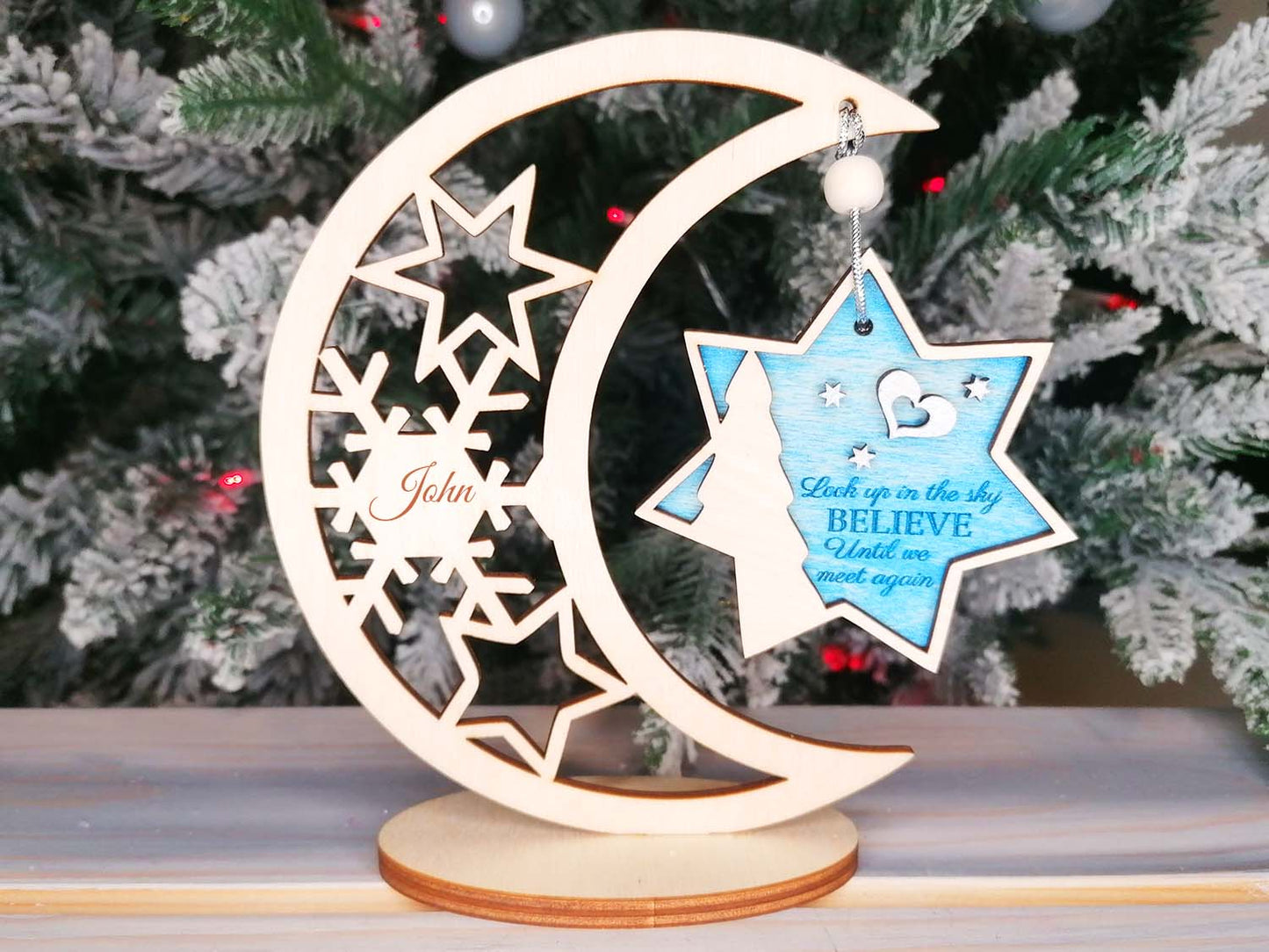 Personalised Memorial Christmas decoration with stand