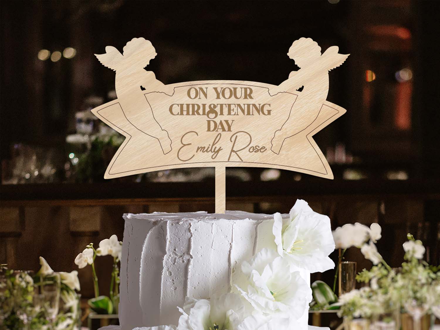 Angels On Your Christening Day Cake Topper PGFactory.ie