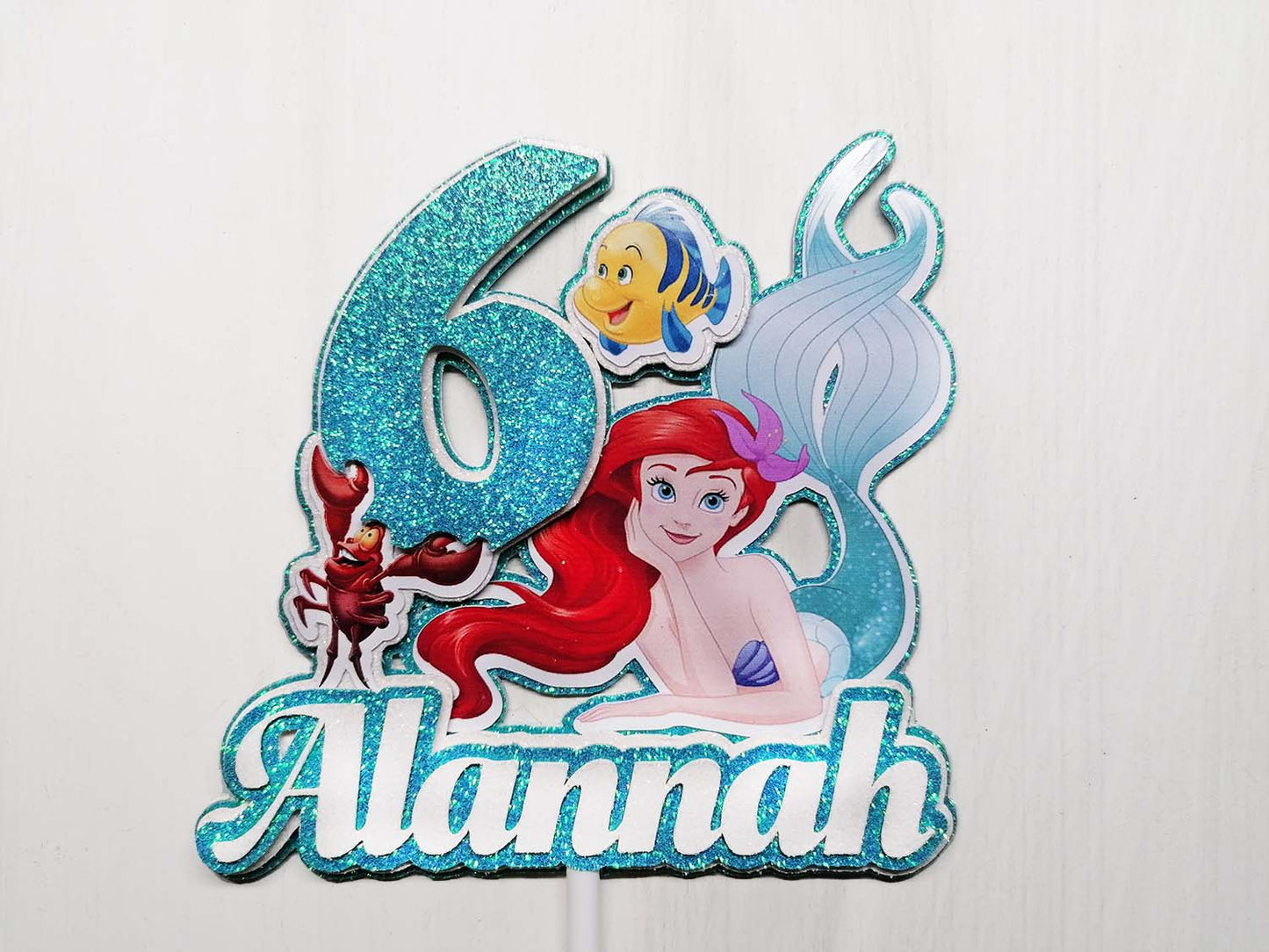 The Little Mermaid Ariel - 3D Glitter Craft Card Birthday Cake Topper - PG Factory