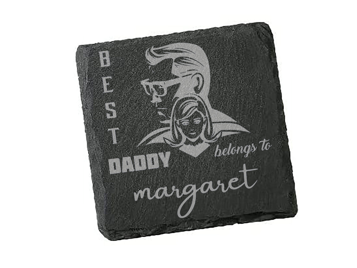 Daddy Superhero with daughter Personalised Coaster