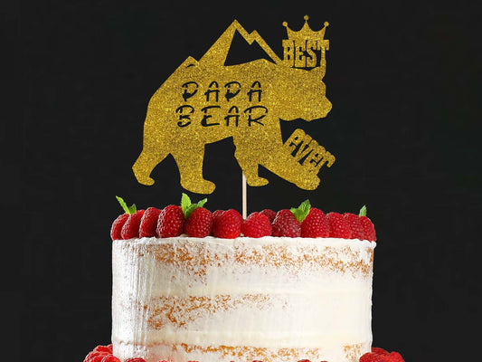 Best Papa Bear Ever Glitter Cake Topper