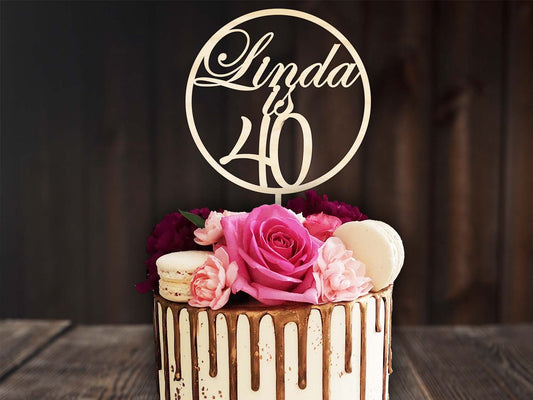 Birthday Name and Age Cake Topper