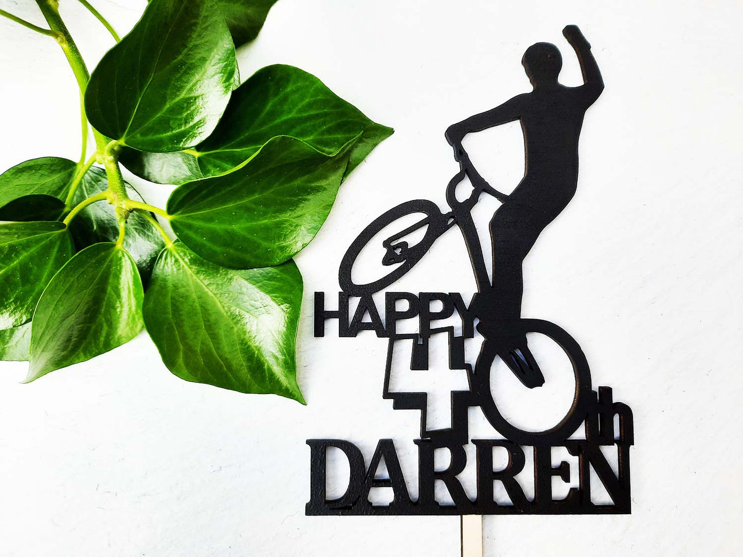 BMX Bike Cycling Themed - Wooden Birthday Cake Topper - PG Factory