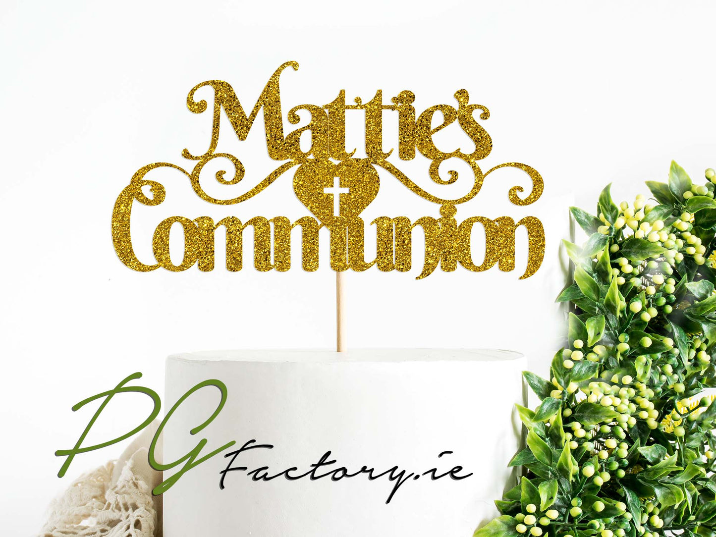 Personalised First Communion Glitter Cake Topper