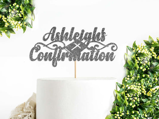 Confirmation Glitter Card Cake Topper
