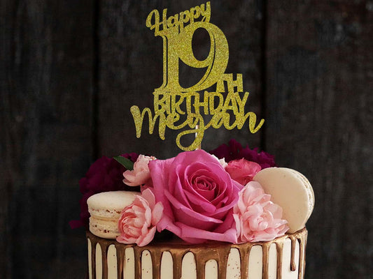 Happy 19th Birthday Glitter Cake Topper