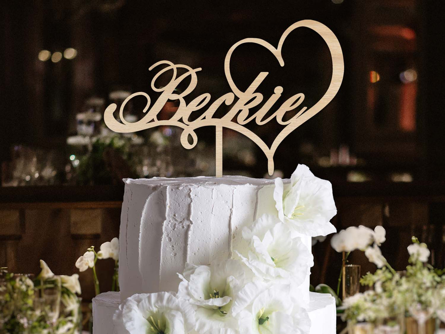 Custom Name in Heart Cake Topper