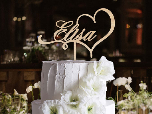 Name in Heart Cake Topper