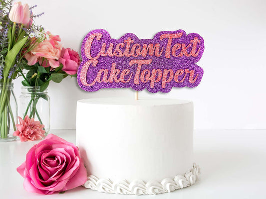 Custom Text Glitter Cake Topper
