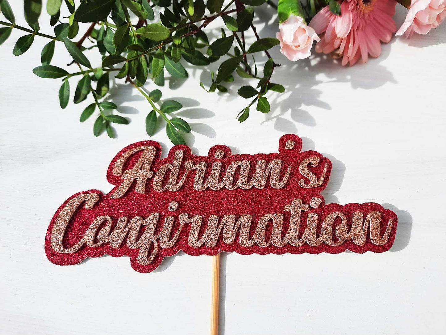 Confirmation Glitter Cake Topper