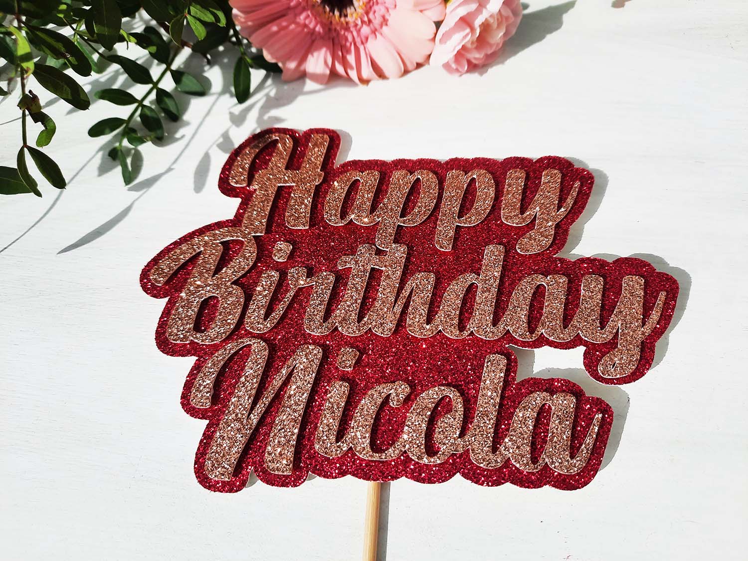 Custom Glitter Cake Topper
