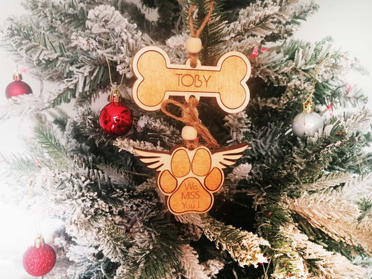 Dog Angel Paw Bone Christmas Tree Decoration
