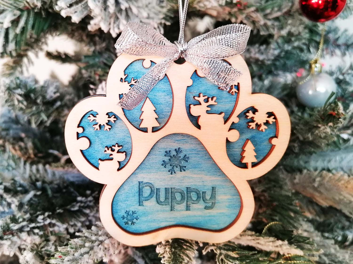 Personalised Dog Paw Christmas Decoration