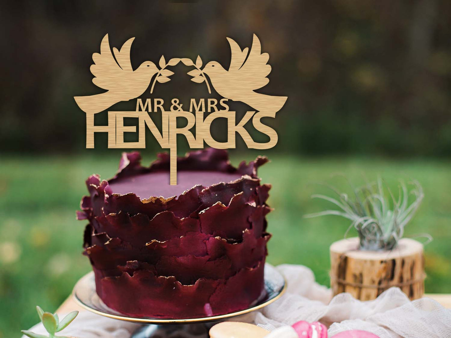 Doves Mr and Mrs Wedding Surname Cake Topper