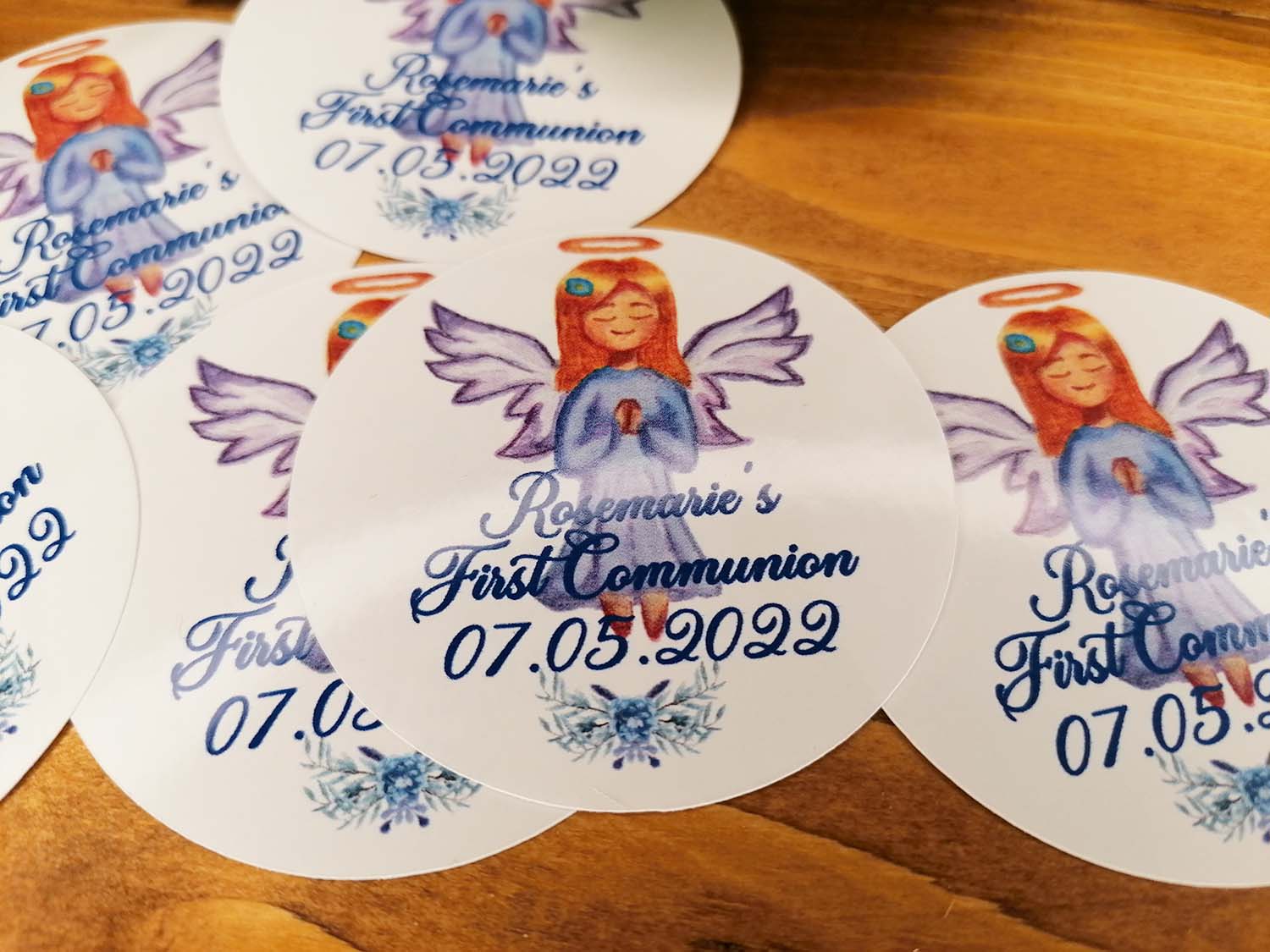 First Communion Angel Girl - Personalised Stickers (6pack) - PG Factory